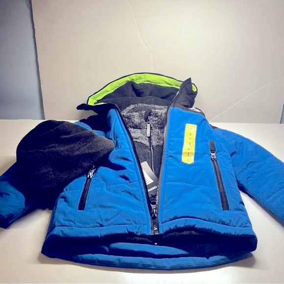Gerry Kids Puffer Reflective Trim Water Wind Resistant Fleece Beani Blue Size 5 - Picture 1 of 4